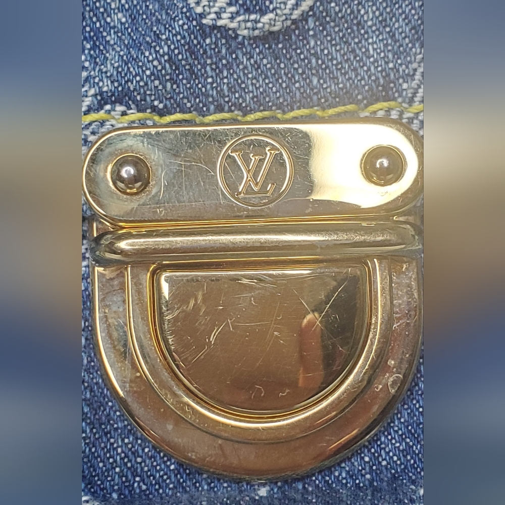 Louis Vuitton Monogram Denim Neo Speedy Blue and Tan Leather Handbag - Picture 5 of 16
